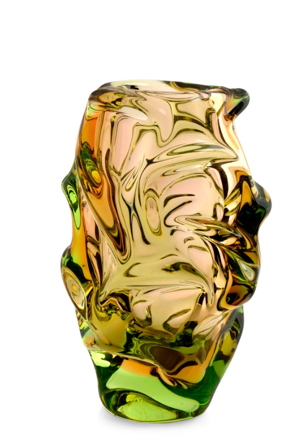 A topaz and green cased ‘Propeller’ vase, designed by Jan Kotík in 1955, pattern number 5503, 8in (20.5cm) high. 