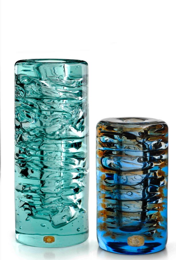Two late 1960s-70s 'Whirlpool' vases, designed by František Vízner in 1968, pattern numbers 6823 and 6825, largest 9.75in (25cm) high.  
